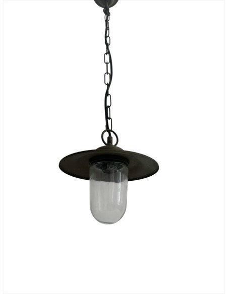 Suspension Moretti Luce 1362.t.ar laiton antique, cuivre, verre transparent, cuivré E27, IP44, 75 W